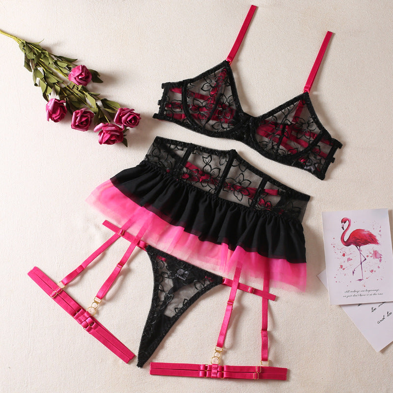 Three-piece Color Matching Mini Skirt Underwear Set