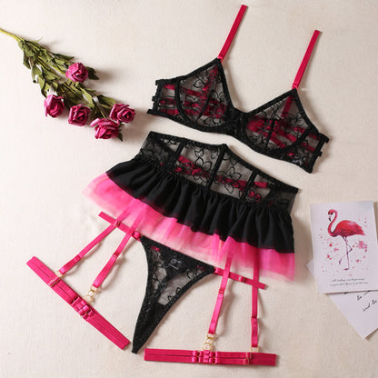 Three-piece Color Matching Mini Skirt Underwear Set