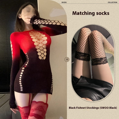 White Transparent Cutout Elegant Bodysuit Tight Fishnet Clothes,