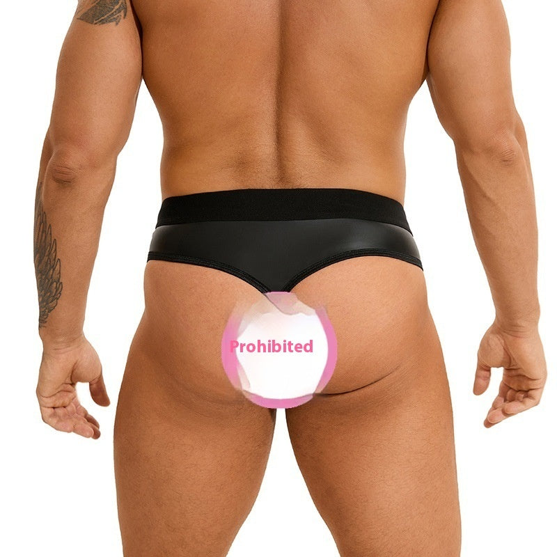 European And American Men's Elegant Underwear Plus Size Briefs Imitation Leather