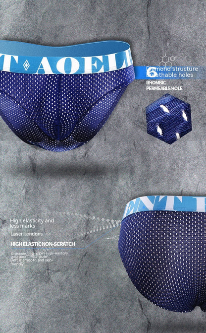 Men's U-convex Thin Sports Breathable Ice Silk Net Yarn Shorts Underwear