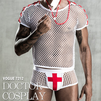 Men's Netting Wear White Doctor Uniform - Temptation European And American Style
