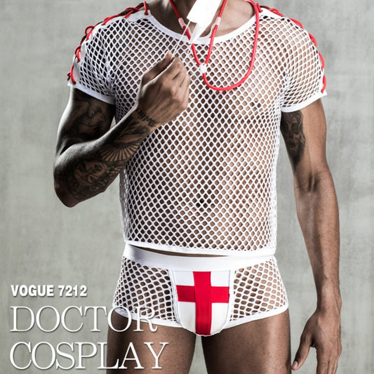 Men's Netting Wear White Doctor Uniform - Temptation European And American Style