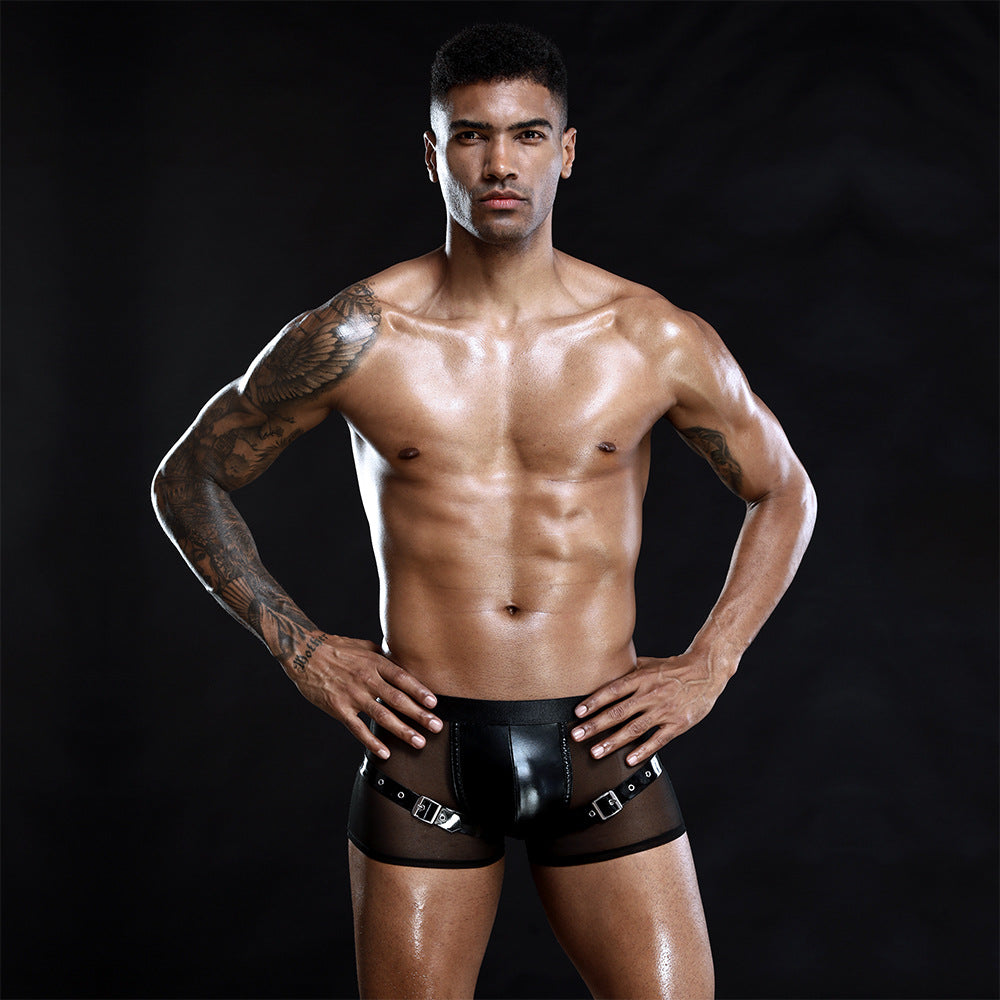 Men's  Underwear Boxers PU Leather Underpants, Elegant , couple experience