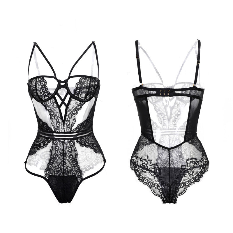 Lace Steel Ring Corset Lingerie Suit - Elegant Intimate Underwear