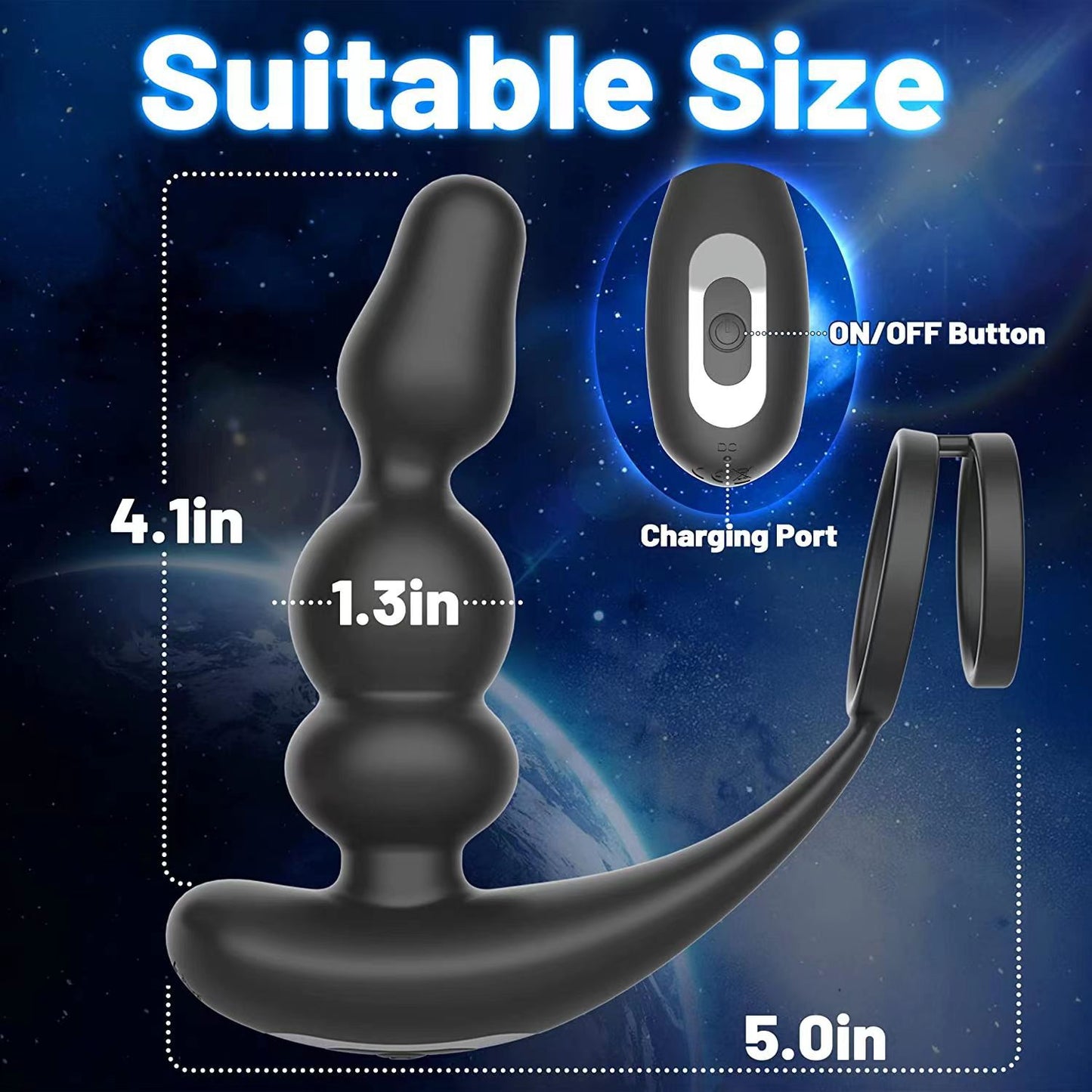 Wireless Remote Control Double Ring Rotating Back Court Prostate Massager Toy