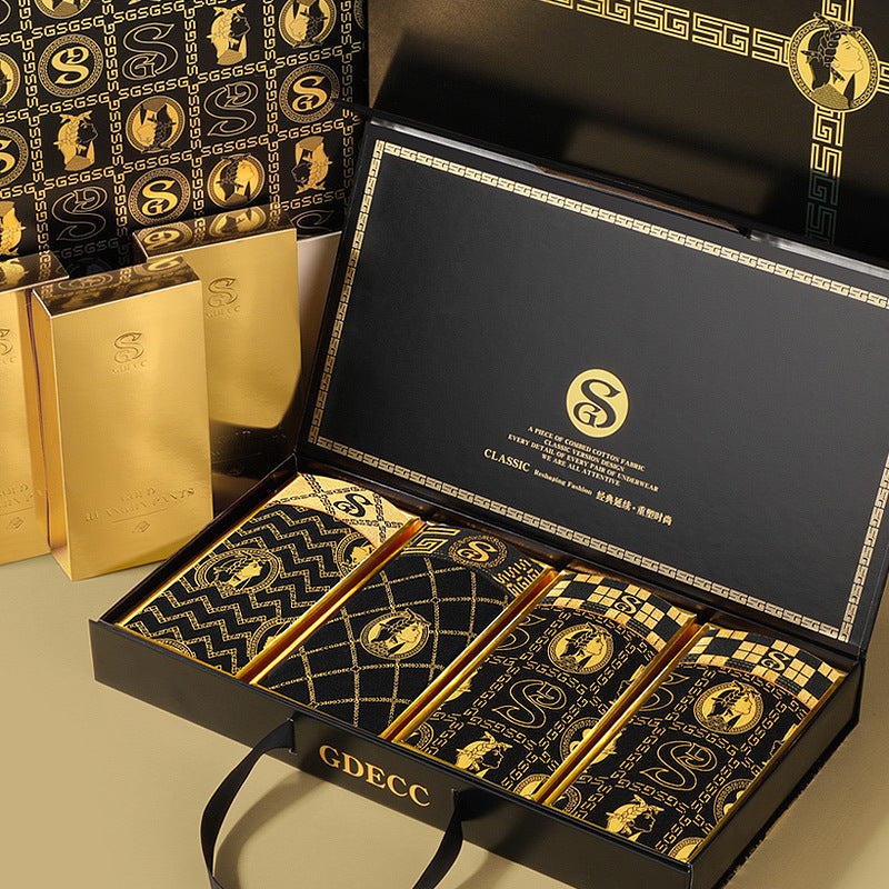 Men's Pure Cotton Comfortable Boxer Briefs Breathable Plus Size High-end Gift Box,