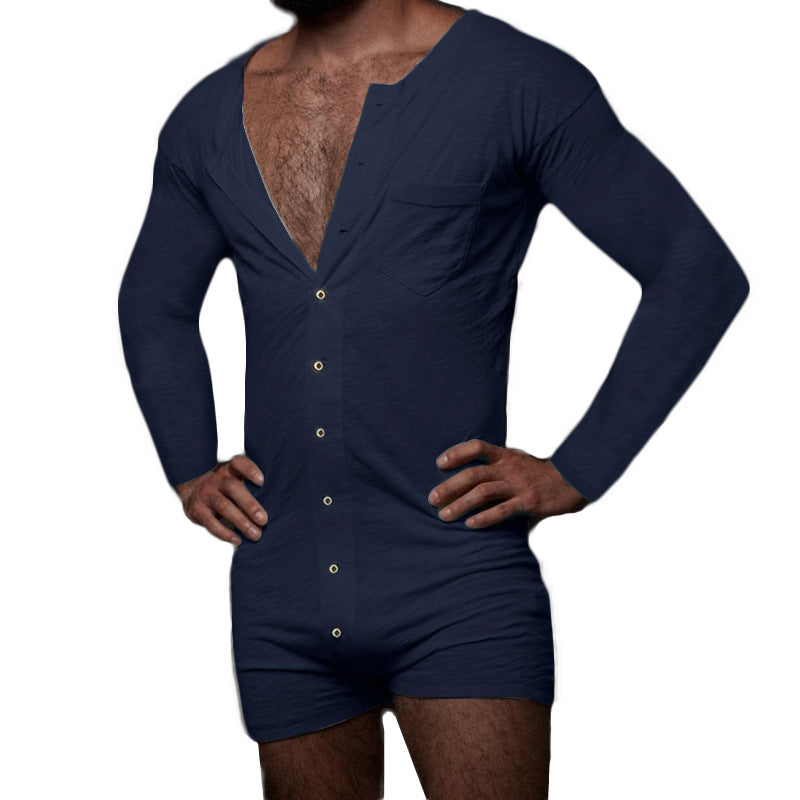 Men's Solid Color Bodysuit Homewear Pajamas , Elegant , couple experience