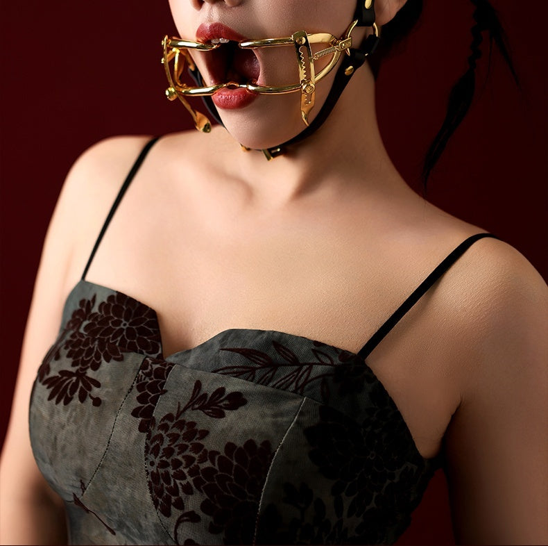 Metal Forced Mouth Cup Binding Toys Deep Throat Ball Gag,