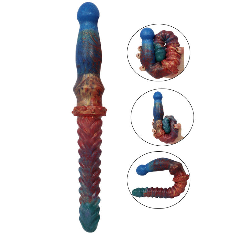 Color Double Head Dildo Fishbone Pattern Butt Plug For Women, Pride products