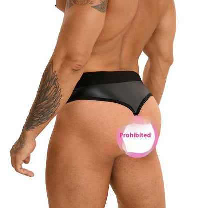 European And American Men's Elegant Underwear Plus Size Briefs Imitation Leather