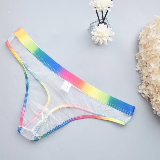 Men's Underwear See-through Dress Rainbow Edge  , lingerie