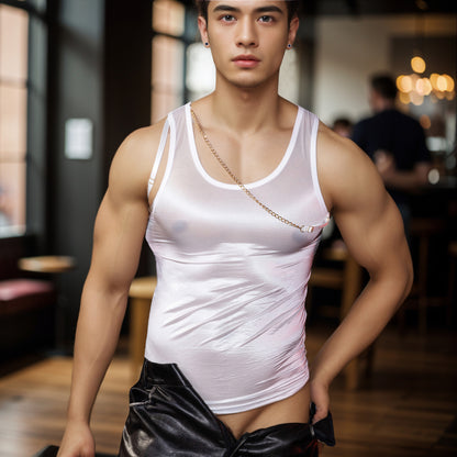 Fashion Sleeveless Suspenders Top - Tight Stretch Vest Men