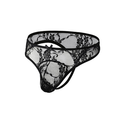 Men's Ultra Thin Lace Underwear - Elegant Bow Tie Low Waist Briefs