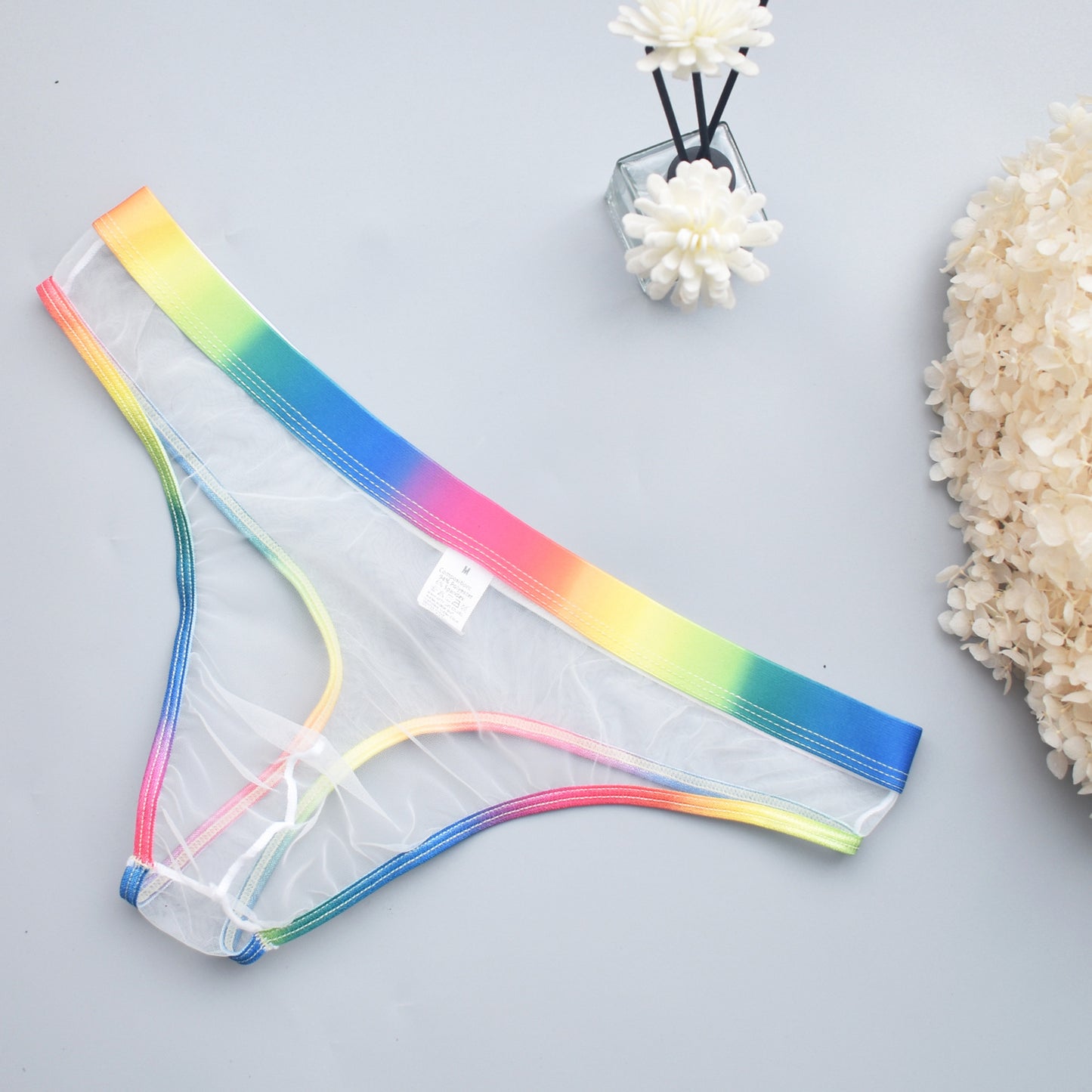 Men's Underwear See-through Dress Rainbow Edge  , lingerie
