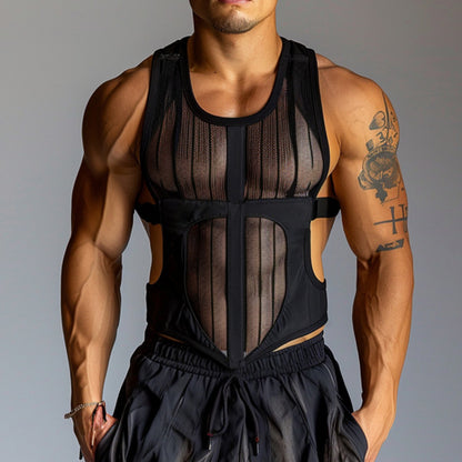 Men's Elegant , couple experience See-through Mesh Workout Sleeveless Vest