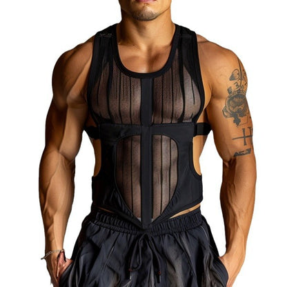 Men's Elegant , couple experience See-through Mesh Workout Sleeveless Vest