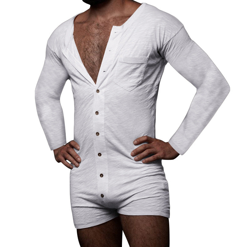 Men's Solid Color Bodysuit Homewear Pajamas , Elegant , couple experience