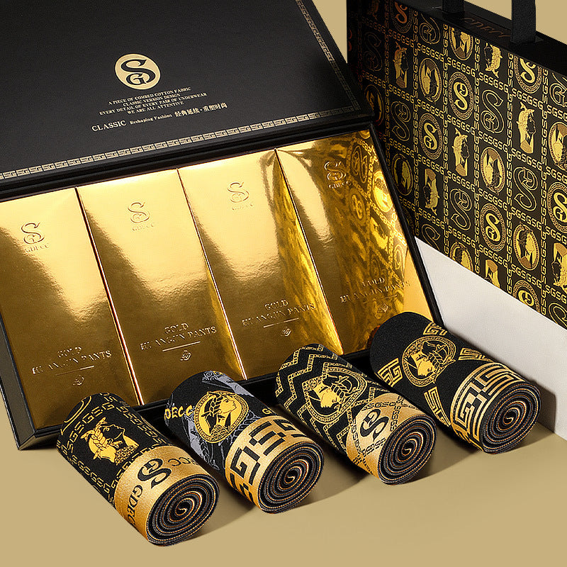 Men's Pure Cotton Comfortable Boxer Briefs Breathable Plus Size High-end Gift Box,