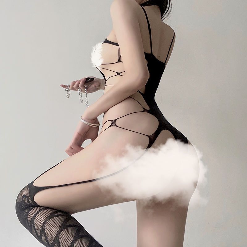 Hollow Crotch Rhombus Cross Suspenders Suit