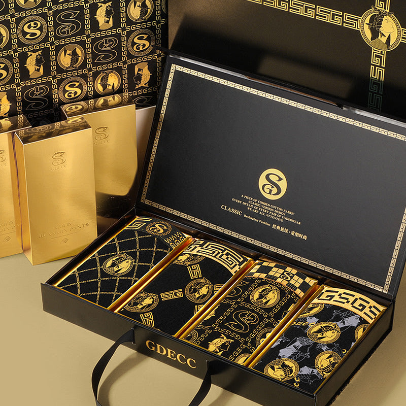 Men's Pure Cotton Comfortable Boxer Briefs Breathable Plus Size High-end Gift Box,