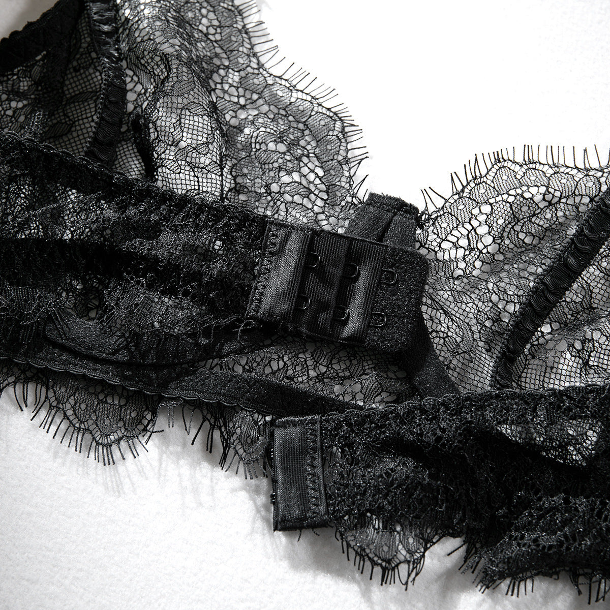 Underwear Lace See-through Push Up Rhinestone Four-piece Set