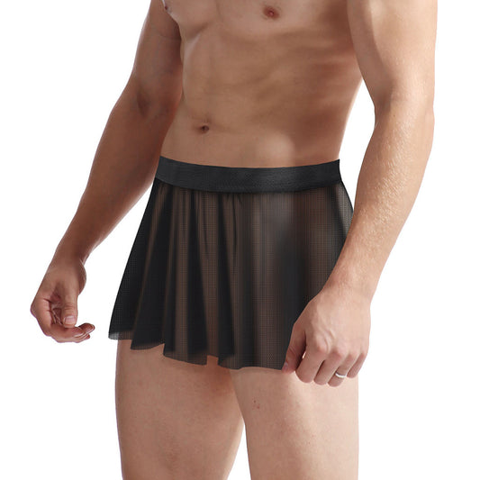 Men's Lingerie Low Waist Mesh Pleats Big Boxer Large Dress, Pride products