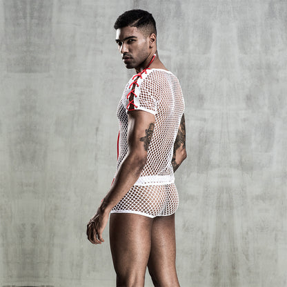 Men's Netting Wear White Doctor Uniform - Temptation European And American Style