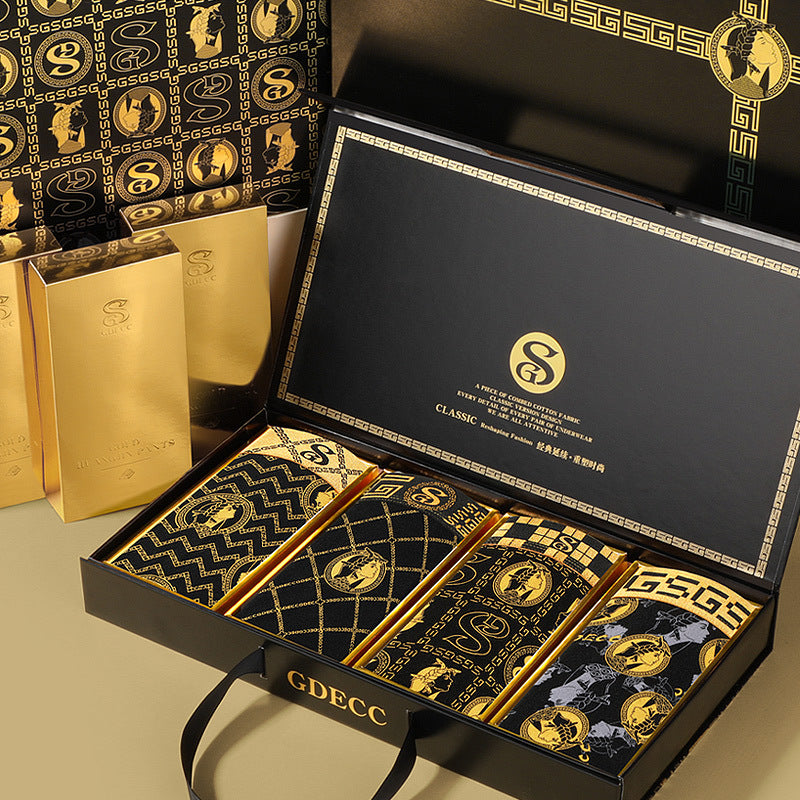 Men's Pure Cotton Comfortable Boxer Briefs Breathable Plus Size High-end Gift Box,