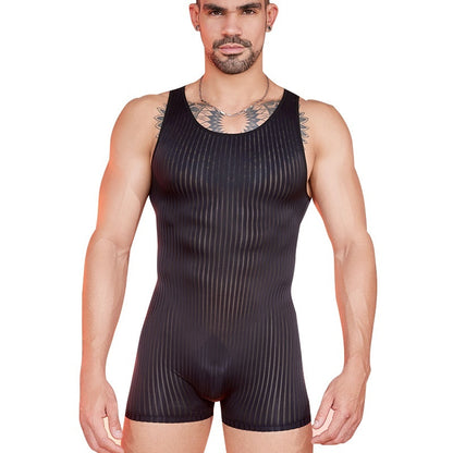 Men's Striped Jumpsuit - Lightweight Breathable Athletic Wear