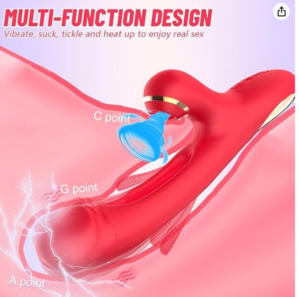 3-IN-1 Red Wellness Device With 7 Flapping & Vibrating Modes - Multi-Function Personal Massager