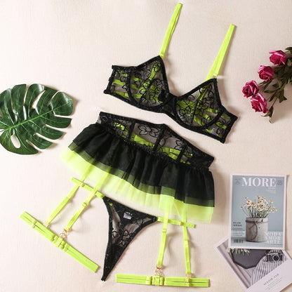 Three-piece Color Matching Mini Skirt Underwear Set