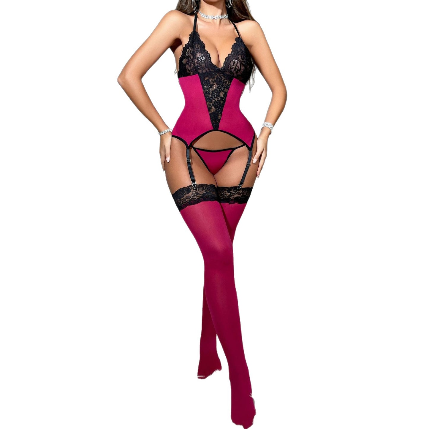 Lady  İntimate wellness  Lace Suspenders Pajamas Underwear