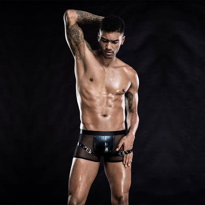 Men's  Underwear Boxers PU Leather Underpants, Elegant , couple experience