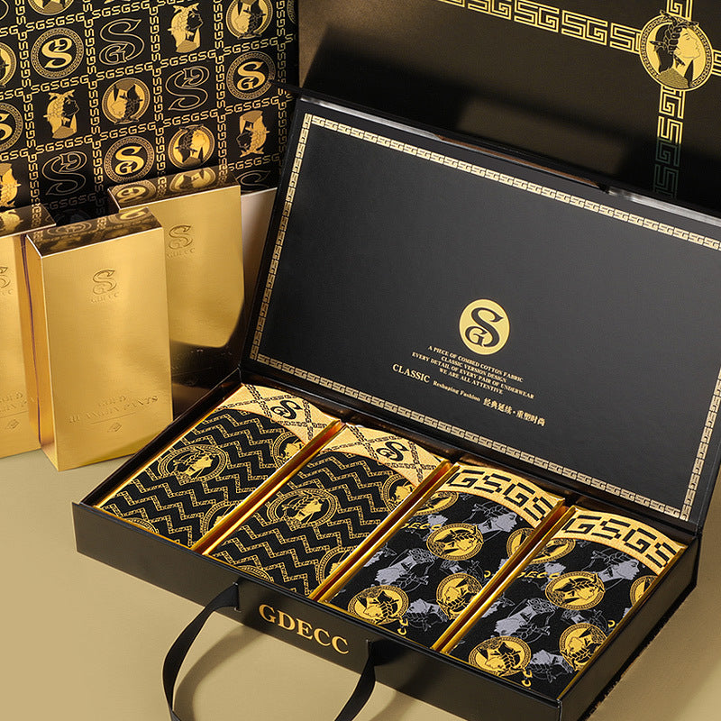 Men's Pure Cotton Comfortable Boxer Briefs Breathable Plus Size High-end Gift Box,