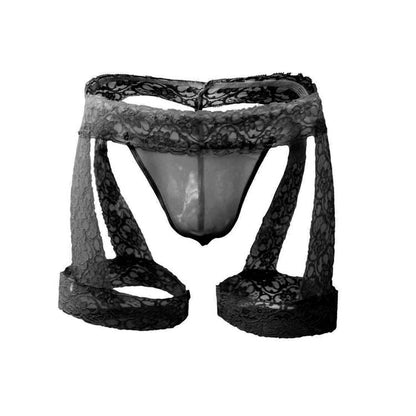 Men's Transparent Lace Underwear - Elegant Flat Leg Design, LGBT Pride Collection