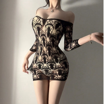 White Transparent Cutout Elegant Bodysuit Tight Fishnet Clothes,