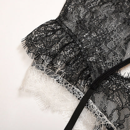 Women's Lace Mesh Eyelashes Full Transparent Temptation Bra Underwear Set