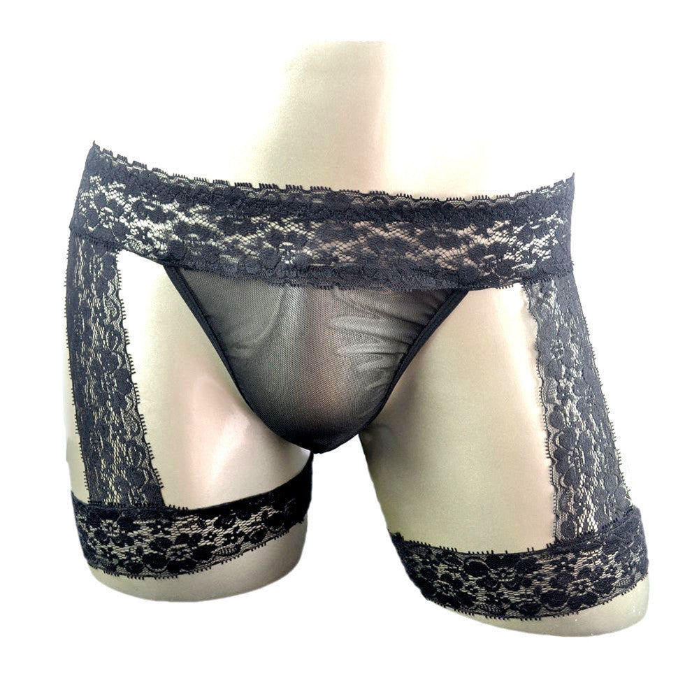 Men's Transparent Lace Underwear - Elegant Flat Leg Design, LGBT Pride Collection